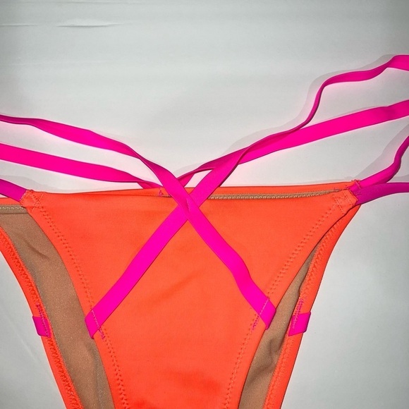 L'Agent by Agent Provocateur Eleena Orange Pink Strappy Bathing Suit Bottom - Picture 3 of 8